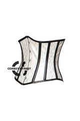 White Honeycomb Leather Steampunk Costume Underbust Plus Size Corset Top