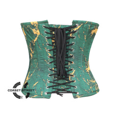 Women’s Emerald Green With Golden Touch Cotton Plus Size Underbust Corset Top