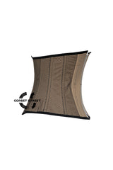 Women’s Nude Cotton With black Mesh Zipper Plus Size Underbust Corset Top