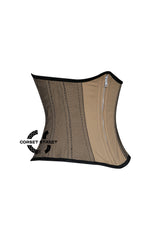 Women’s Nude Cotton With black Mesh Zipper Plus Size Underbust Corset Top