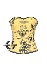 Women’s Yellow Printed Zipper Corset Costume Plus Size Overbust Bustier Top