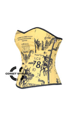 Women’s Yellow Printed Zipper Corset Costume Plus Size Overbust Bustier Top