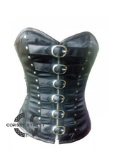 Black Leather Belts Zipper Gothic Steampunk Bustier Waist Training Overbust Corset Costume