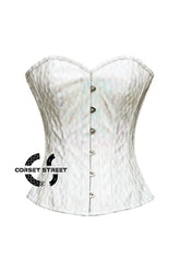 White Honeycomb Leather Christmas Costume Overbust Corset Top