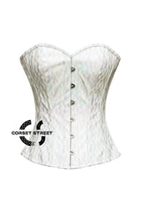 White Honeycomb Leather Christmas Costume Overbust Corset Top