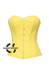 Women’s Yellow Cotton Overbust Corset Waist Training Gothic Christmas Plus Size Corset
