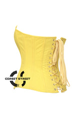 Women’s Yellow Cotton Overbust Corset Waist Training Gothic Christmas Plus Size Corset