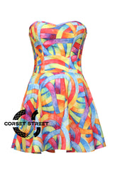 Women’s Rainbow Pride Cotton Corset Overbust Gothic Costume Corset Dress