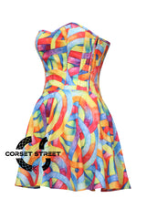Women’s Rainbow Pride Cotton Corset Overbust Gothic Costume Corset Dress