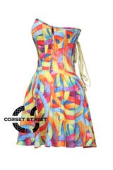 Women’s Rainbow Pride Cotton Corset Overbust Gothic Costume Corset Dress