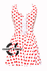 Women’s Heart Printed Overbust Corset with Straps tied at Shoulders Gothic Costume