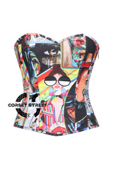 Women’s Graffiti Printed Cotton Overbust Corset Gothic Costume