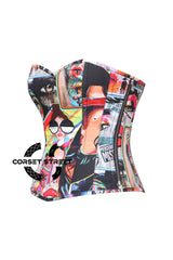 Women’s Graffiti Printed Cotton Overbust Corset Gothic Costume