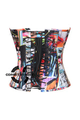 Women’s Graffiti Printed Cotton Overbust Corset Gothic Costume