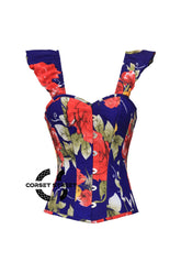 Seraphina Vireo Multi Color Floral Satin With Shoulder Straps Plus Size Overbust Corset