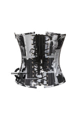 Daphne Darkmore Smoking Girl Print Black Cotton Overbust Plus Size Corset Retro Top