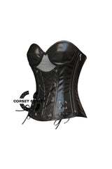 Selene Darkheart Black Leather Gothic Zipper Overbust Corset Bustier Plus Size Top