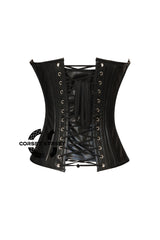Selene Darkheart Black Leather Gothic Zipper Overbust Corset Bustier Plus Size Top