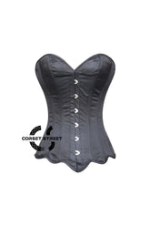 Black Satin With Sexy Curve Gothic Overbust Corset Bustier Top