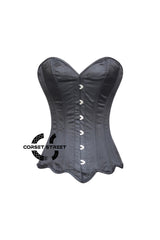 Black Satin With Sexy Curve Gothic Overbust Corset Bustier Top
