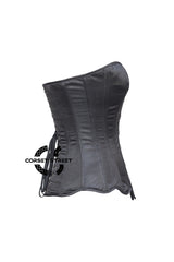Black Satin With Sexy Curve Gothic Overbust Corset Bustier Top