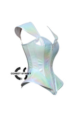 Women’s Holographic Leather With Shoulder Pads Futuristic Corset Burlesque Plus Size Corset Top