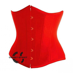 Red Satin Gothic Burlesque Bustier Waist Training Underbust Plus Size Corset Costume