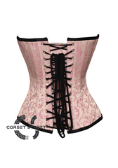 Pink Brocade Gothic Burlesque Bustier Waist Training Overbust Corset Costume