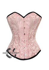 Pink Brocade Gothic Burlesque Bustier Waist Training Overbust Plus Size Corset Costume