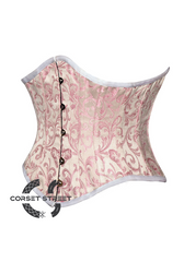 Pink Brocade Gothic Burlesque Bustier Waist Training Sexy Underbust Plus Size Corset Costume