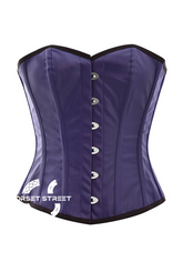Plain Blue Faux Leather Gothic Steampunk Bustier Waist Training Overbust Plus Size Corset Costume