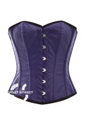 Plain Blue Faux Leather Gothic Steampunk Bustier Waist Training Overbust Plus Size Corset Costume
