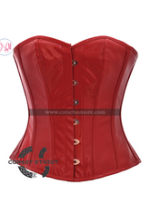 Sexy Red PVC Faux Leather Gothic Steampunk Bustier Waist Training Overbust Corset Costume