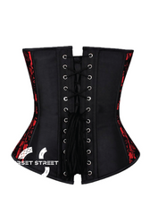 Red Black Satin Net Gothic Burlesque Waist Training Bustier Overbust Plus Size  Corset Costume