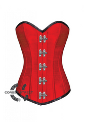 Red Silk Seal Lock Gothic Steampunk Bustier Waist Training LONG Overbust Plus Size Corset Costume