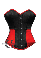 Black & Red Satin Gothic Burlesque Waist Trainer Overbust Corset