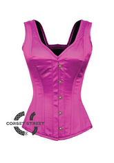 Purple Satin Shoulder Straps Antique Busk Opening Gothic Burlesque Bustier Waist Training Plus Size Overbust Corset Costume