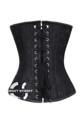 Black Brocade Spiral Steel Boned Corset Waist Training Bustier Overbust Corset Top