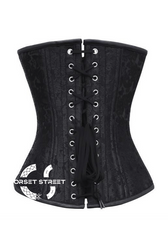 Black Brocade Spiral Steel Boned Corset Antique Clasps Waist Training Bustier Overbust Plus Size Corset Top