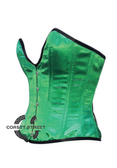 Green Satin Deep Bust Corset Gothic Burlesque Costume Waist Training Bustier Overbust Corset Top