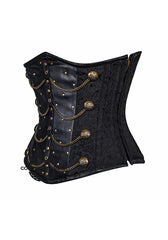 Black Leather Steampunk Underbust Costume Corset