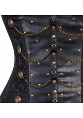 Black Leather Steampunk Underbust Costume Corset