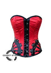 Red and Black Satin Gothic Sexy Costume Overbust Corset Bustier Top