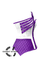 Purple and White Satin Gothic Steampunk Costume Overbust Bustier Top