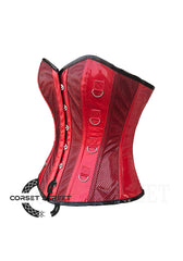 Red PVC Black Net Halloween Costume Overbust Plus Size Corset Top