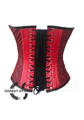 Red PVC Black Net Halloween Costume Overbust Plus Size Corset Top