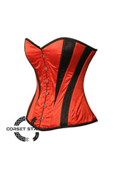 Red and Black Satin Valentines's Costume Overbust Plus Size Corset Top