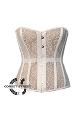 White Mesh Nylon Net Sheer Corset Waist Training Overbust Plus Size Top