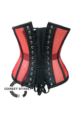 Red and Black Satin Waist Cincher Underbust Halloween Corset Plus Size Top