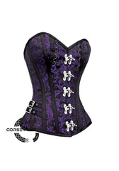 Purple and Black Brocade Overbust Corset Bustier Heart Top Costume